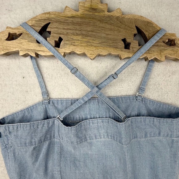 Merona‎ Denim Embroider Sundress Size 8 Spaghetti Strap strapless retro 90s Y2K - Picture 14 of 14